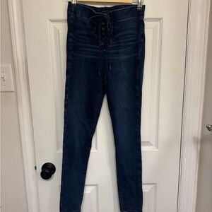 High-Waisted American Eagle Corset Tie Front Stretch Jeggings